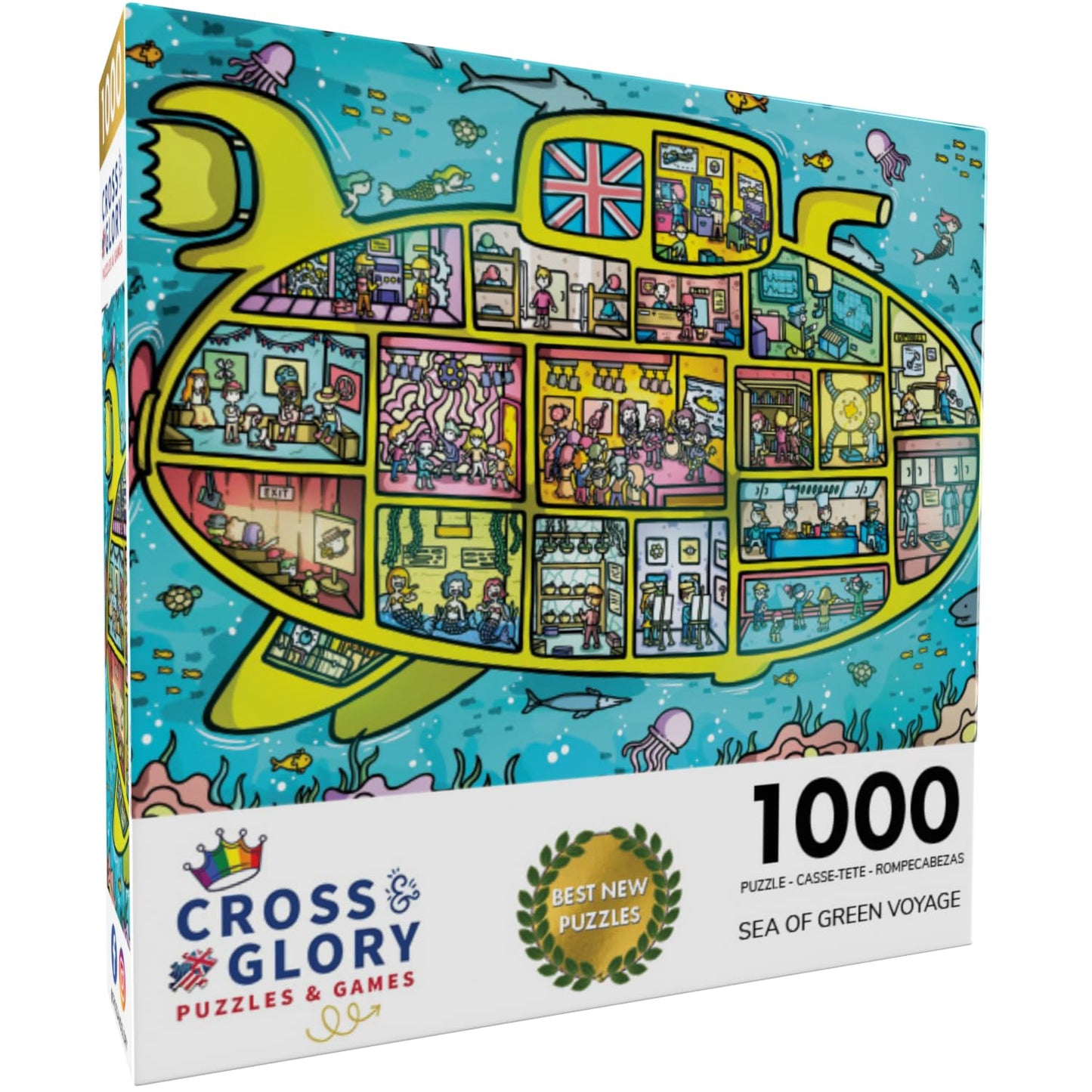 Cross & Glory - Sea Of Green Voyage: British Invasion Beneath The Waves - 1000 Piece Jigsaw Puzzle For Adults & Kids 12+ | Fun 6