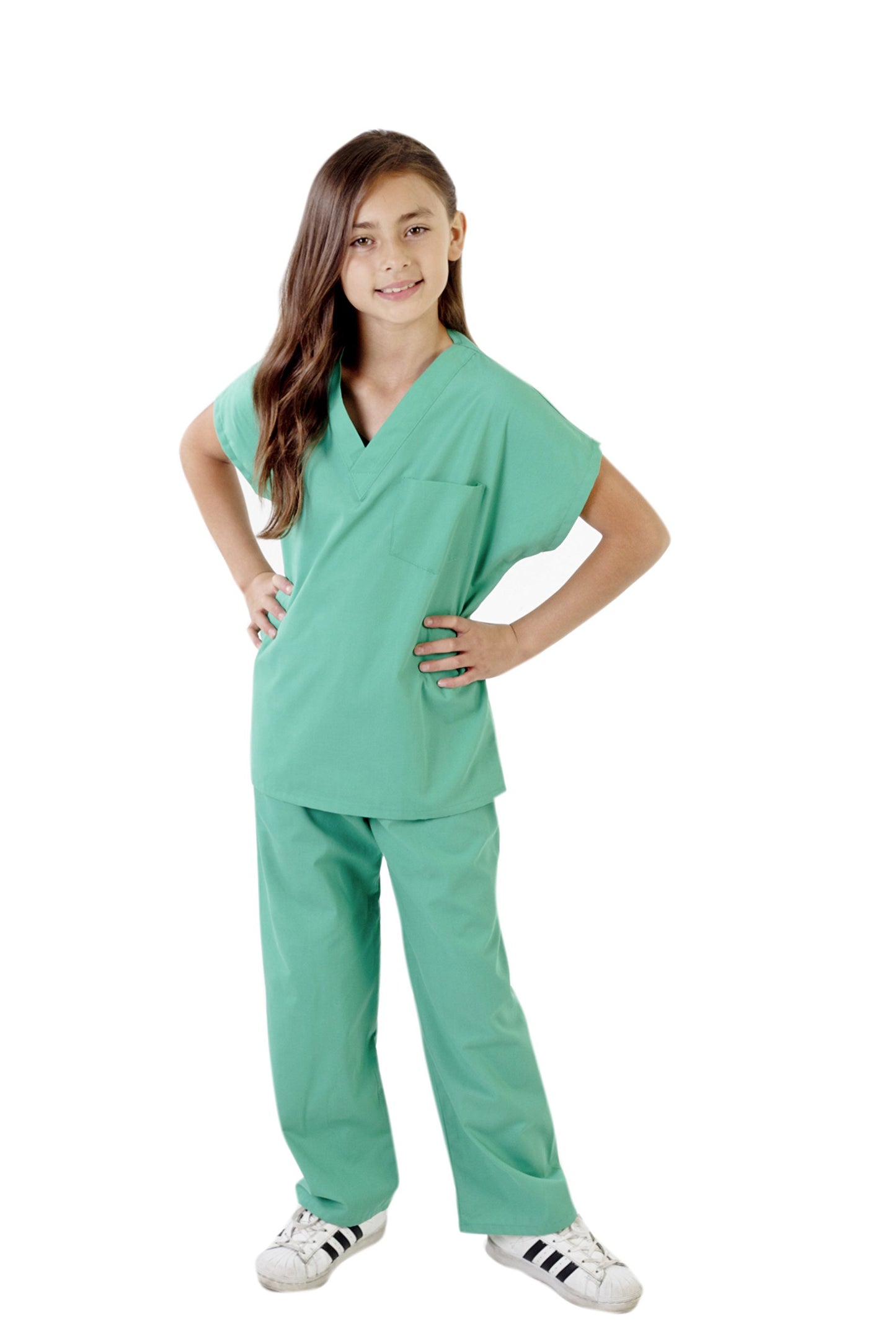 Natural Uniforms Childrens Scrub Set-Soft Touch-Role Play Costume Set (Surgical Green, 12/14)