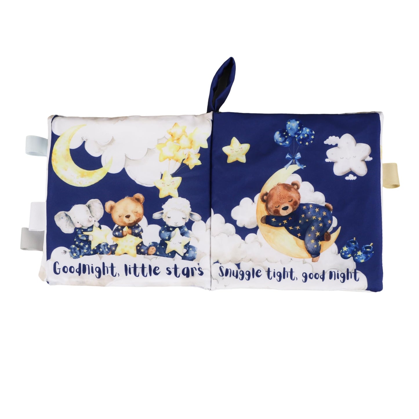 Ali+Oli Baby Cloth Book - Soft Sensory Crinkle Book with Teether for Infants 0-12 Months - Early Learning Touch & Feel Tummy Tim