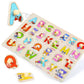 Grinnnie Wooden Peg Puzzle For Toddlers 2 3 4 Years Old, 4 Pcs Montessori Educational Learning Puzzles Set-Numbers, Letters, Animals And Fruits, Great Preschool Gifts For Girls And Boys