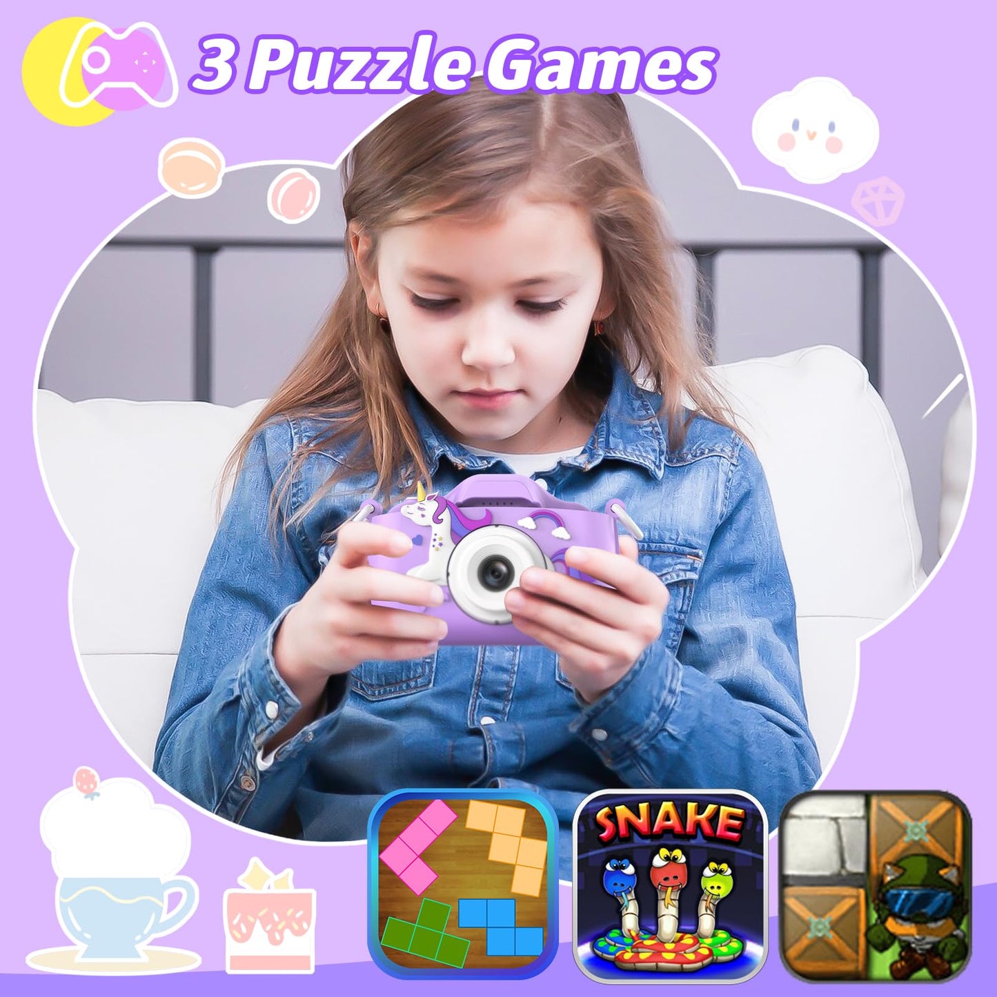 Mgaolo Kids Camera Toys For 3-12 Years Old Boys Girls Children,Portable Child Digital Video Camera With Silicone Cover, Christma