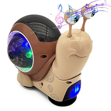 Tipmant Baby Toddler Electric Snail Toy Cute Electronic Animal Crawl, Play Music, Luminous Light Kids Birthday (Brown)