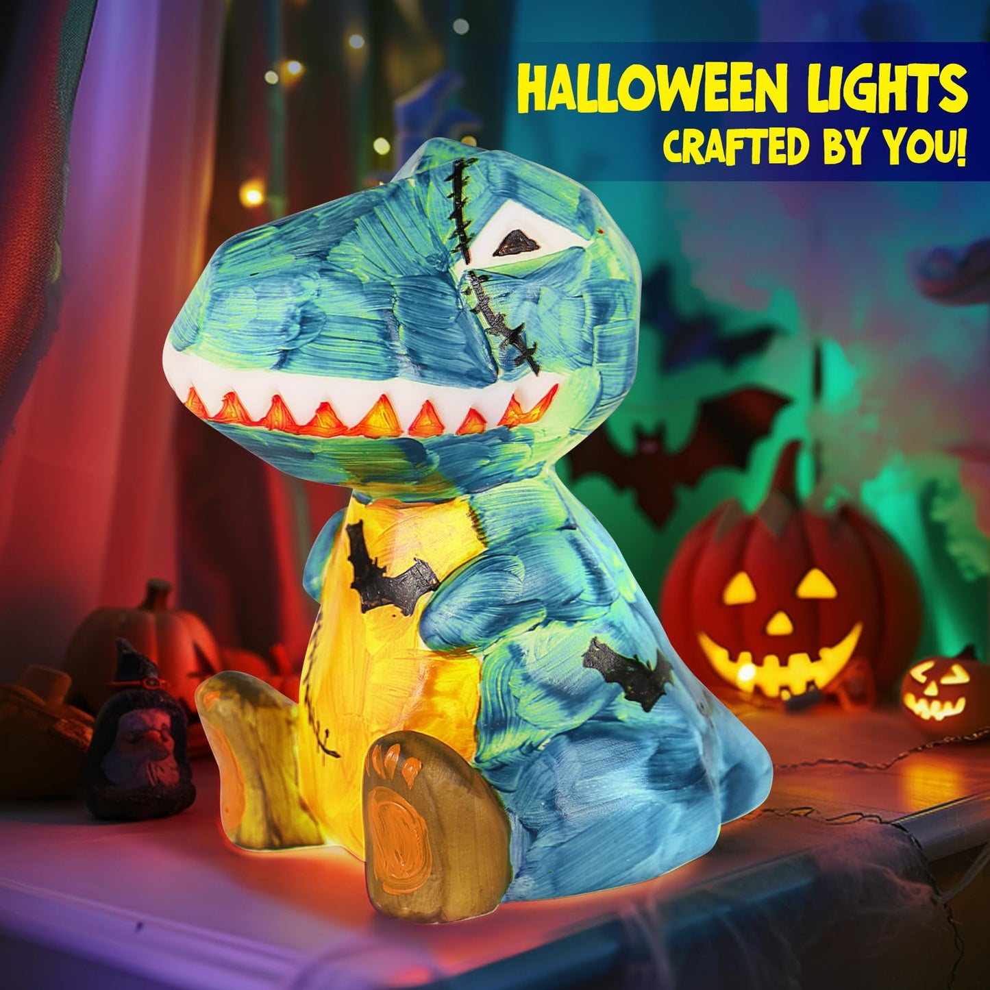 Laoese Paint Your Own Dinosaur Lamp Kit, Art Supplies Arts & Crafts Kit, Painting Kit For Kids 6-12, Dinosaur Toys For Boys Girl