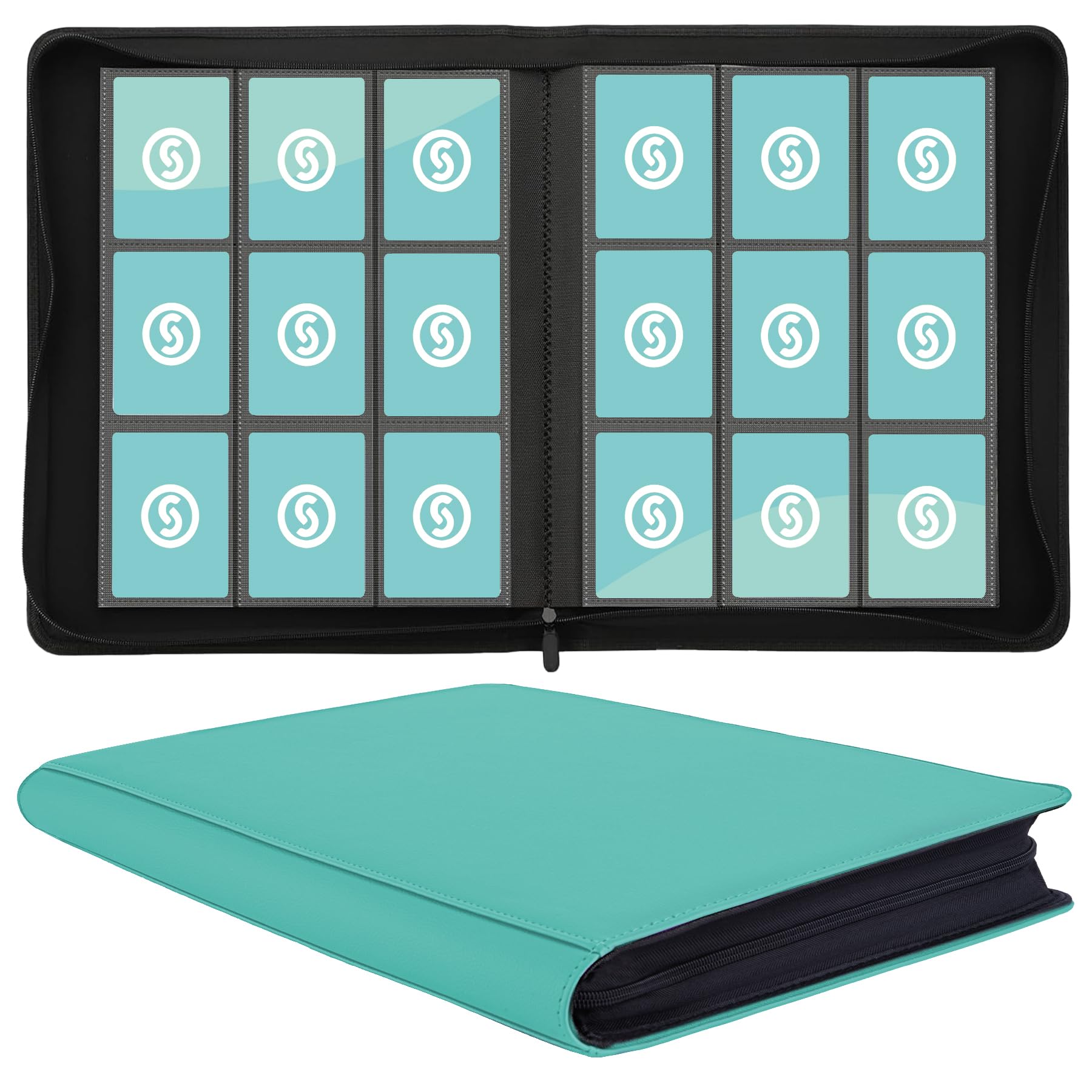 Card Binder 9 Pocket for 360 Cards - enhanced Trading Card Binder with Sleeves Protection  Side Loading Collection for TCG  MTG  YGO  One Piece Collectible Cards (Blue)