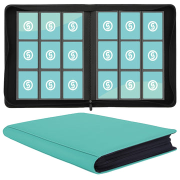 Card Binder 9 Pocket for 360 Cards - enhanced Trading Card Binder with Sleeves Protection  Side Loading Collection for TCG  MTG  YGO  One Piece Collectible Cards (Blue)