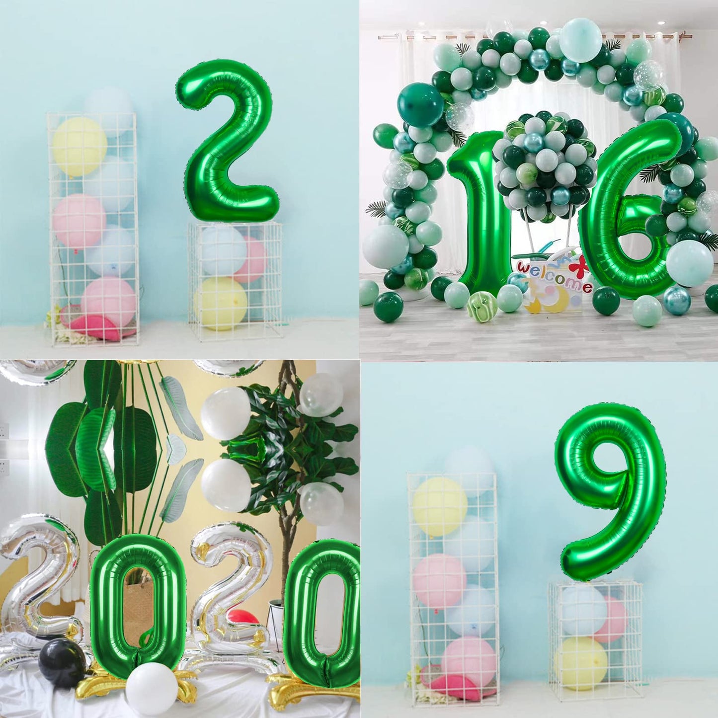 40 Inch Giant Green Number 19 Balloon, Helium Mylar Foil Number Balloons For Birthday Party, 19Th Birthday Decorations For Kids
