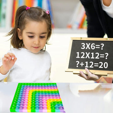 12x12 Math Pop Board for Kids - Interactive Multiplication Table Chart with Poppable Bubbles, STEM Sensory Learning Toy, Classro