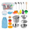 D-Fantix Play Kitchen Accessories, Kids Play Pots And Pans Playset With Mini Stainless Steel Pretend Play Cooking Toys, Cookware