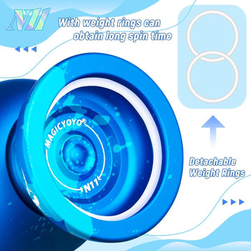 Magicyoyo Dual Purpose Yoyos - N11 Professional Unresponsive Yoyo And K2 Responsive Yoyo, Blue Splash Alloy Yoyo & Glow Green Plastic Yoyo With 2 Bags,12 Yoyo Strings, Responsive Bearings Kit