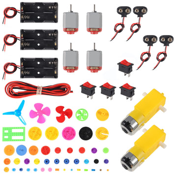 Electric DC TT Motors Kit Plastic Gears AA Battery Holder Case with Mini RC Motor 1.5-3V 15000RPM Electronic Wire Shaft Propelle