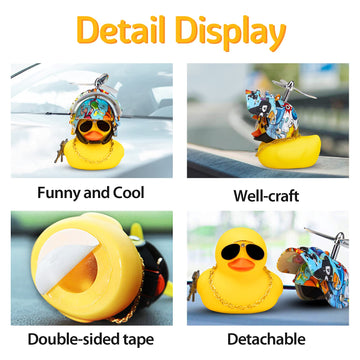 Wonuu Rubber Yellow Duck Car Ornaments Cool Duck Car Dashboard Decorations With Propeller Helmet Sunglasses (Underwater World-Yellow G)