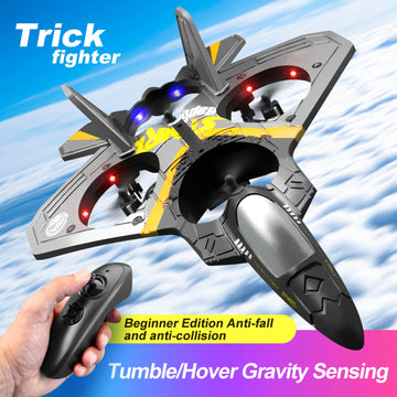 Goolrc V17 Remote Control Plane, 2.4Ghz Foam Rc Airplanes Jet Fighter Stunt Rc Airplane With Spinning Drone,Gravity Sensing,Stun