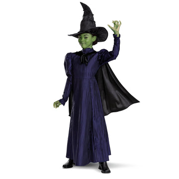 Wicked Elphaba Costume For Girls, Deluxe Official Wicked Elphaba Costume Cape And Hat, Kids Size (4-6X)