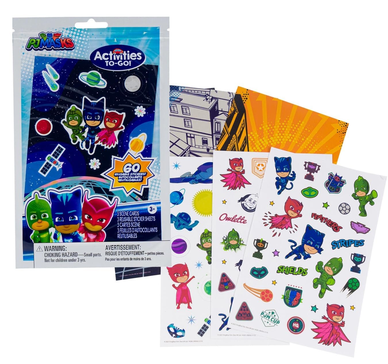 PJ Masks Birthday Party Supplies Favor Bundle Pack includes 8 Plastic Loot Bags, 8 Tattoos, 12 Pencils, 6 Sticker Sheets with 12