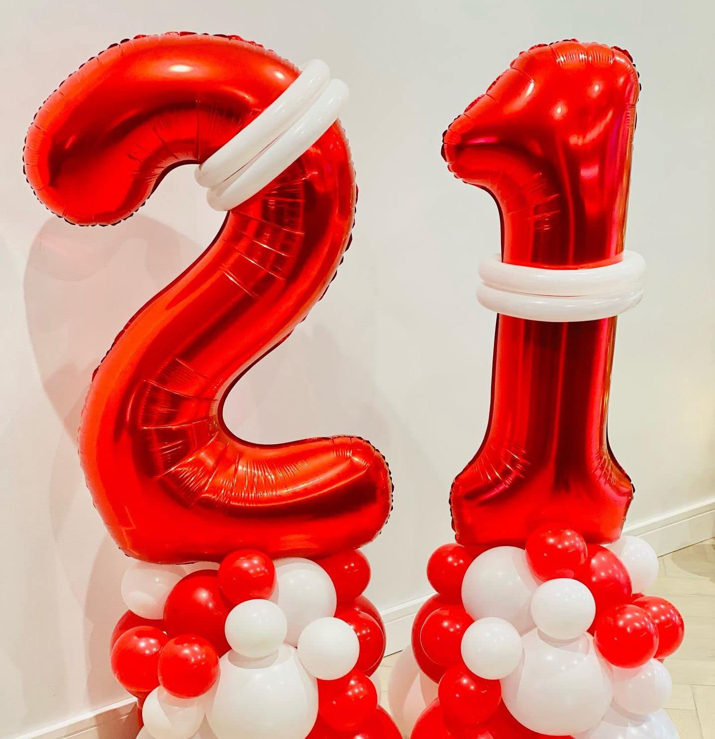 LHOAVWE 40 Inch Red Foil Mylar Number 21 Balloons - Jumbo Aluminum Birthday Party Decorations