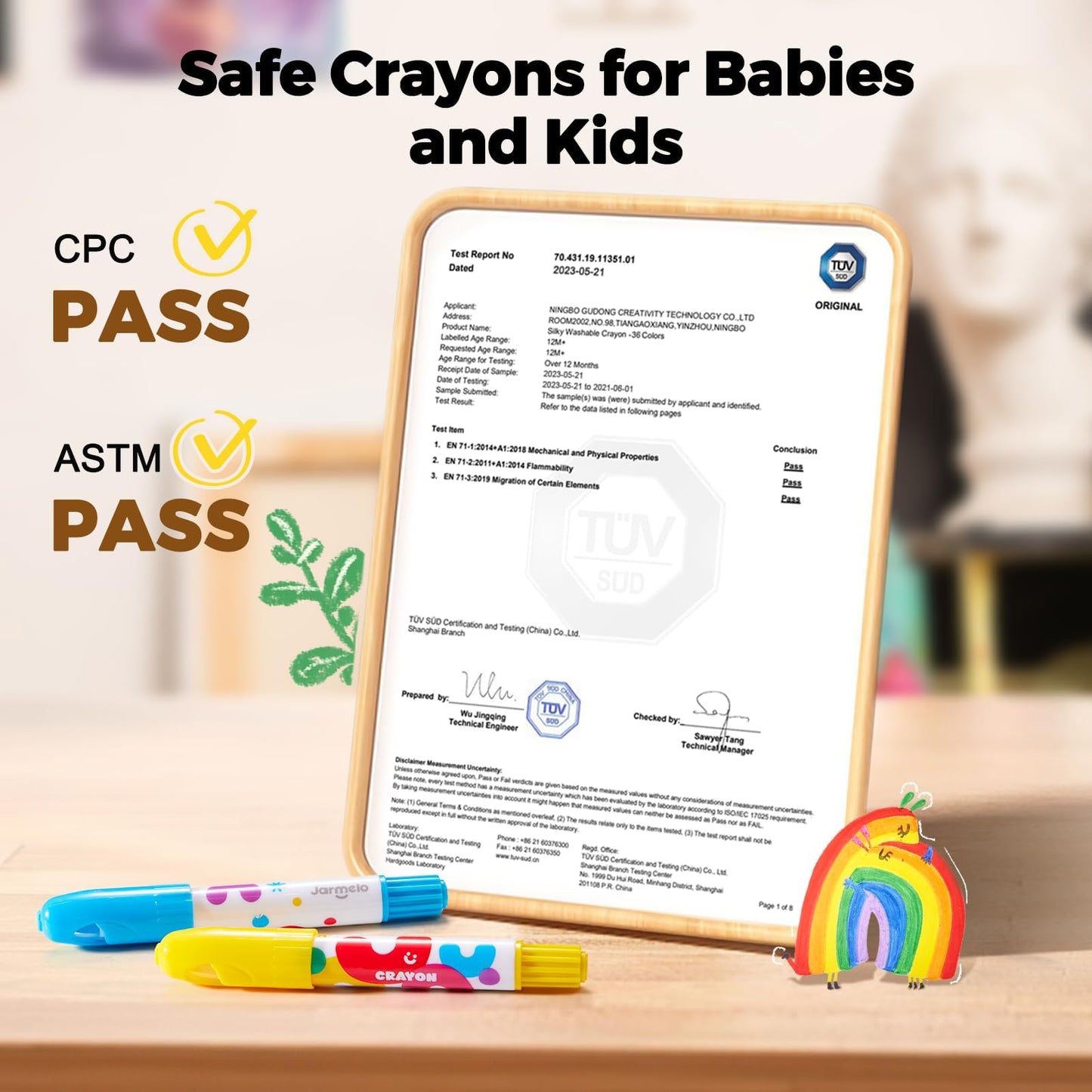 Jar Melo Jumbo Crayons for Toddlers, Non-Toxic, Washable, 12 Pack, Easy to Hold, Multicolor