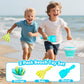 Gkdoms Kids Beach Toys Set With Collapsible Bucket, Sand Rake And Shovel, Turquoise And Orange, Ages 2-6, 2Pack Travel Toys (Two