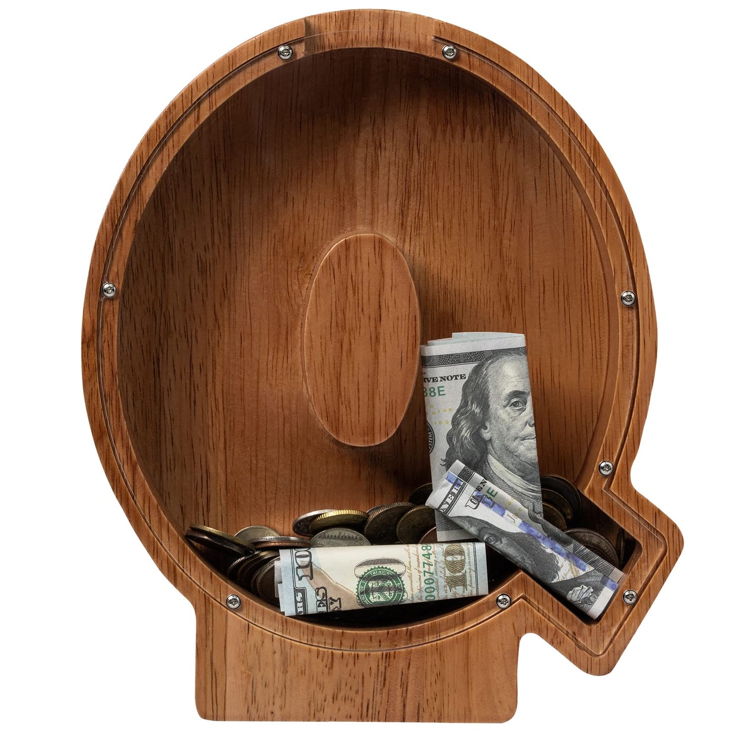 Piggy Bank For Kids Boys Girls, Wooden Large Letter Piggy Bank Alphabet Money Bank With Initial Q, Coin Bank Fun Gifts For Birthday, Christmas, Festival, Baby Shower