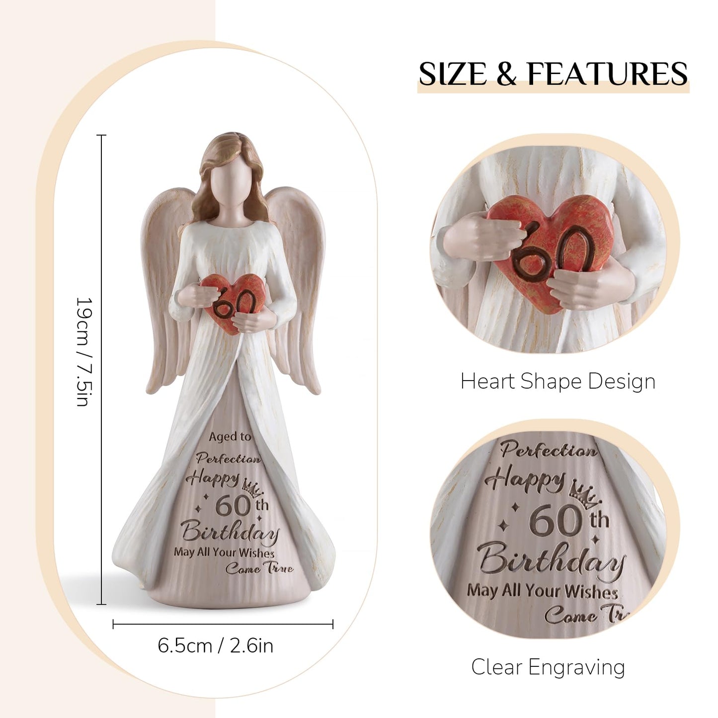 Storieme 60Th Birthday Gifts For Women: Best Happy Birthday Gift For 60 Year Old Woman Mother Sister Best Friend Besite, Cool Birthday Angel Figurine Decorations Ideas