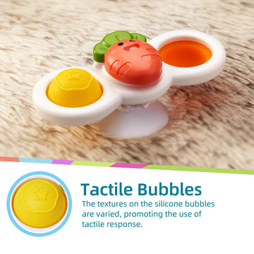 LiKee Strong Suction Cup Fidget Spinnerz - Sensory Bath Toys for Babies & Toddlers, Travel-Friendly, Perfect for 1-2 Year Olds (Farm)