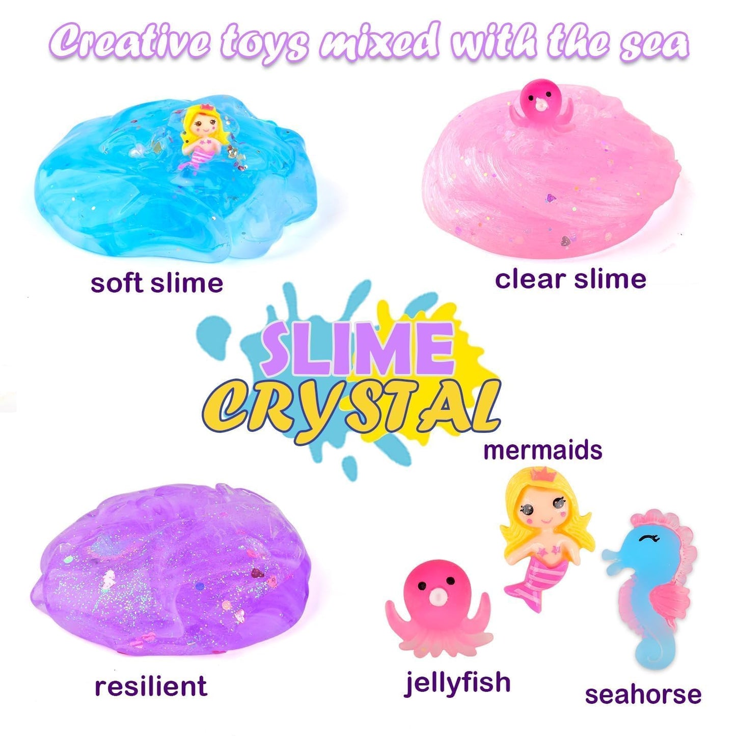 3 Pack Clear Slime, Crystal Slimes, Includes Cute Slime Charms, Scented Slime Kit Party Favors For Girls Boys, Super Soft Slime