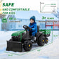 Elemara 24V 3 In 1 Kids Ride On Tractor With Snow Plow, Ride On Toys For Big Kids, 400W Electric Vehicles Car For All Terrain Play, Snow Clearing Tractor Winter For Ages 3+, Max 4.5 Mph, 88Lbs, Green