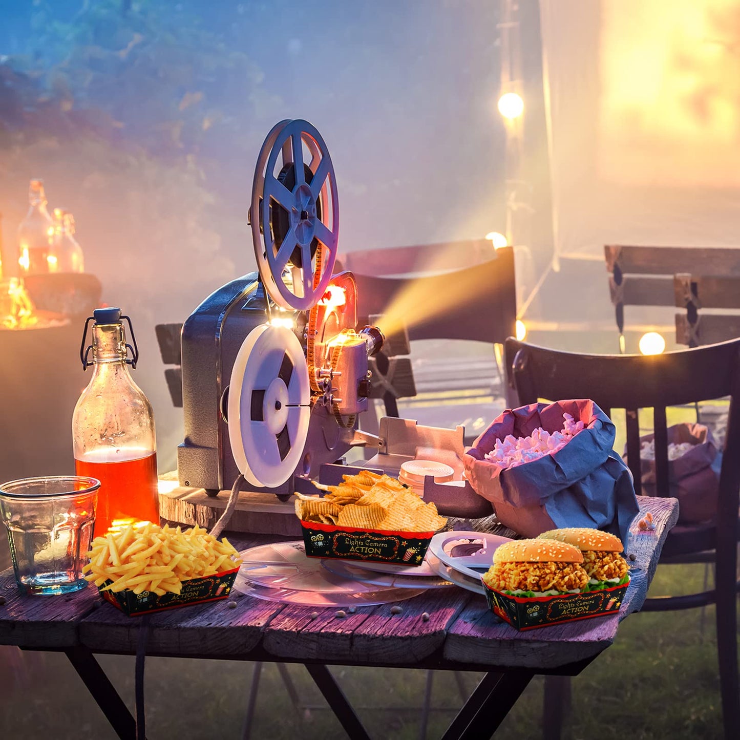 30 Pieces Movie Night Snack Trays Party Supplies Red Nacho Paper Food Trays Movie Theme Decoration Popcorn Paperboard Holder for