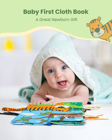 melican Baby Books 0-6 Months, Infant Tummy Time Toy, High Contrast Sensory Baby Toys 6 to 12 Months, Touch & Feel Book for Newb