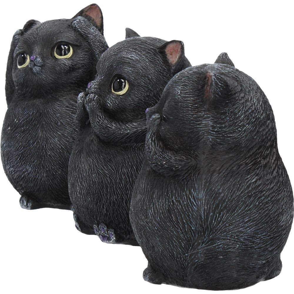 Nemesis Now Three Wise Fat Cats 8.5Cm Figurine, Resin, Black