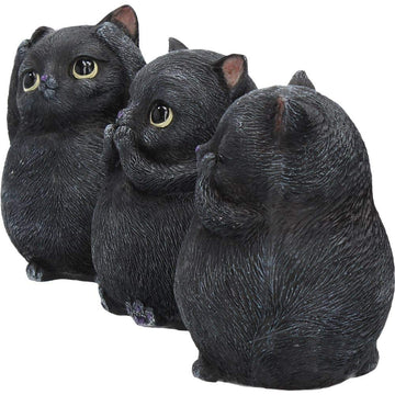 Nemesis Now Three Wise Fat Cats 8.5Cm Figurine, Resin, Black