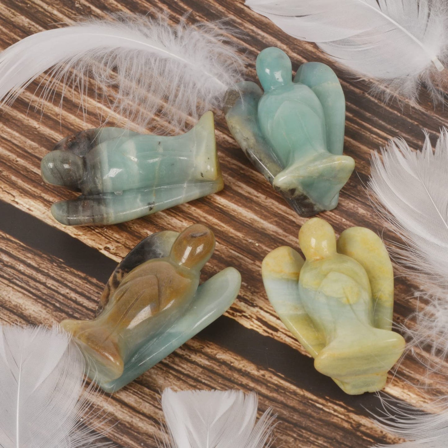 Justinstones Carved Amazonite Gemstone Peace Angel Pocket Guardian Angelhealing Statue 2 Inch