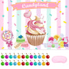 JOARHONAL Pin the Cherry on the Cupcake - Candyland Party Games for Kids Girls 20 x 28 Candy Land Game Poster with 24 Reusable S