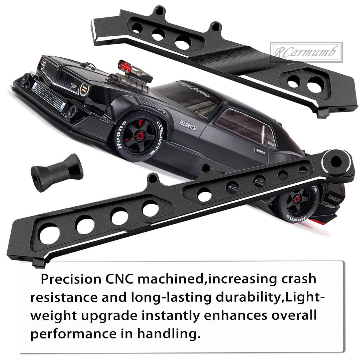 Rcarmumb Alloy Front Rear Chassis Brace Upgrades Part for ARRMA 1/7 Felony 6S BLX,Infraction 6S BLX,Limitless Roller,Aluminum Fr
