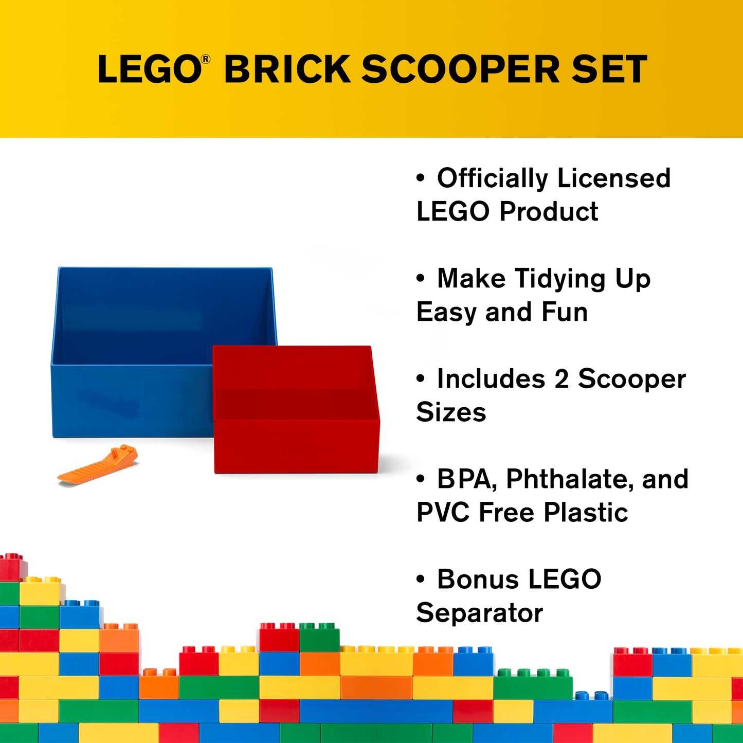 Room Copenhagen Lego Brick Scooper Set - 1 Large Dark Stone Gray Scoop 7.63 X 5.19In And 1 Small Black Scoop 5.07 X 3.46In - Inc