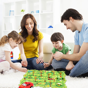 25Pcs Puzzle Racer Kids Car Track Set, Land Series Jigsaw Puzzle Racer Car Track Set Puzzle Track Car Play Set Preschool Gifts F