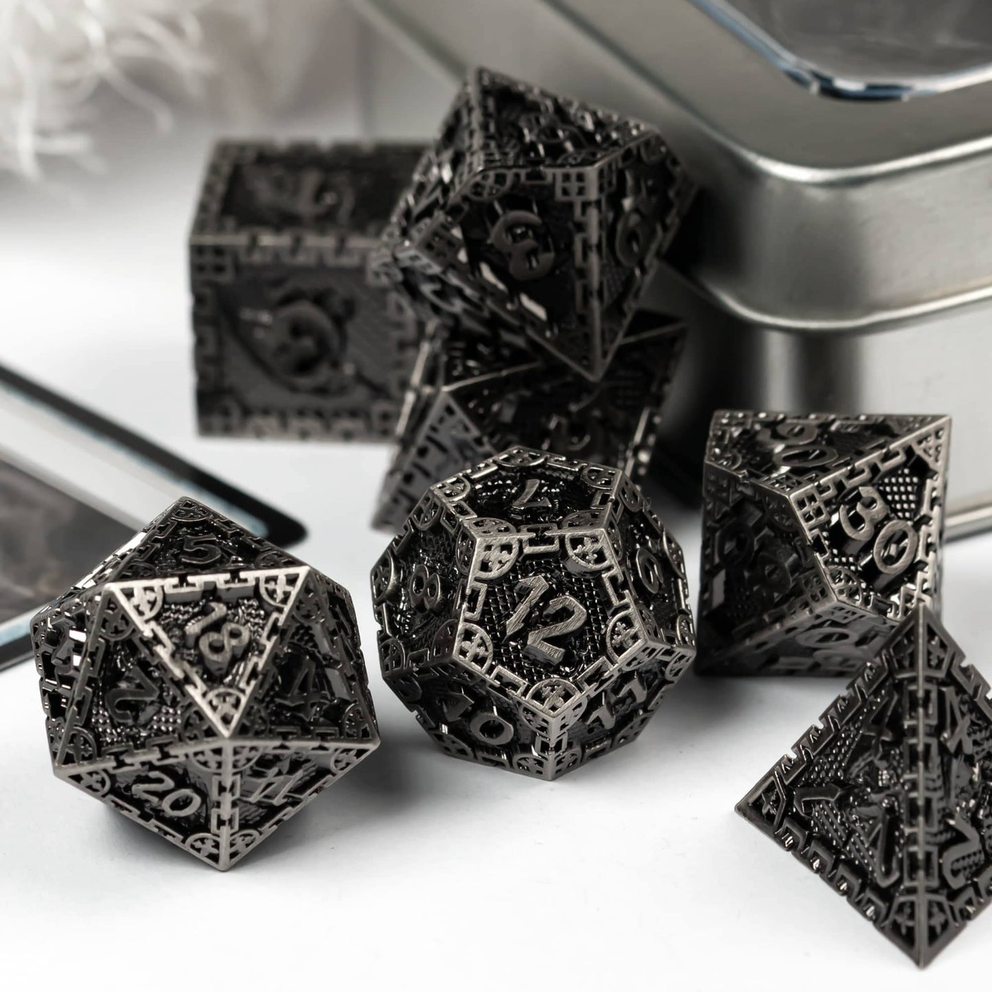 UDIXI 7PCS Metal DND Dice Set, Polyhedral D&D Dice Set Dragon d n d Dice for Dungeons and Dragons, Metal Dice Set d&d for Role P