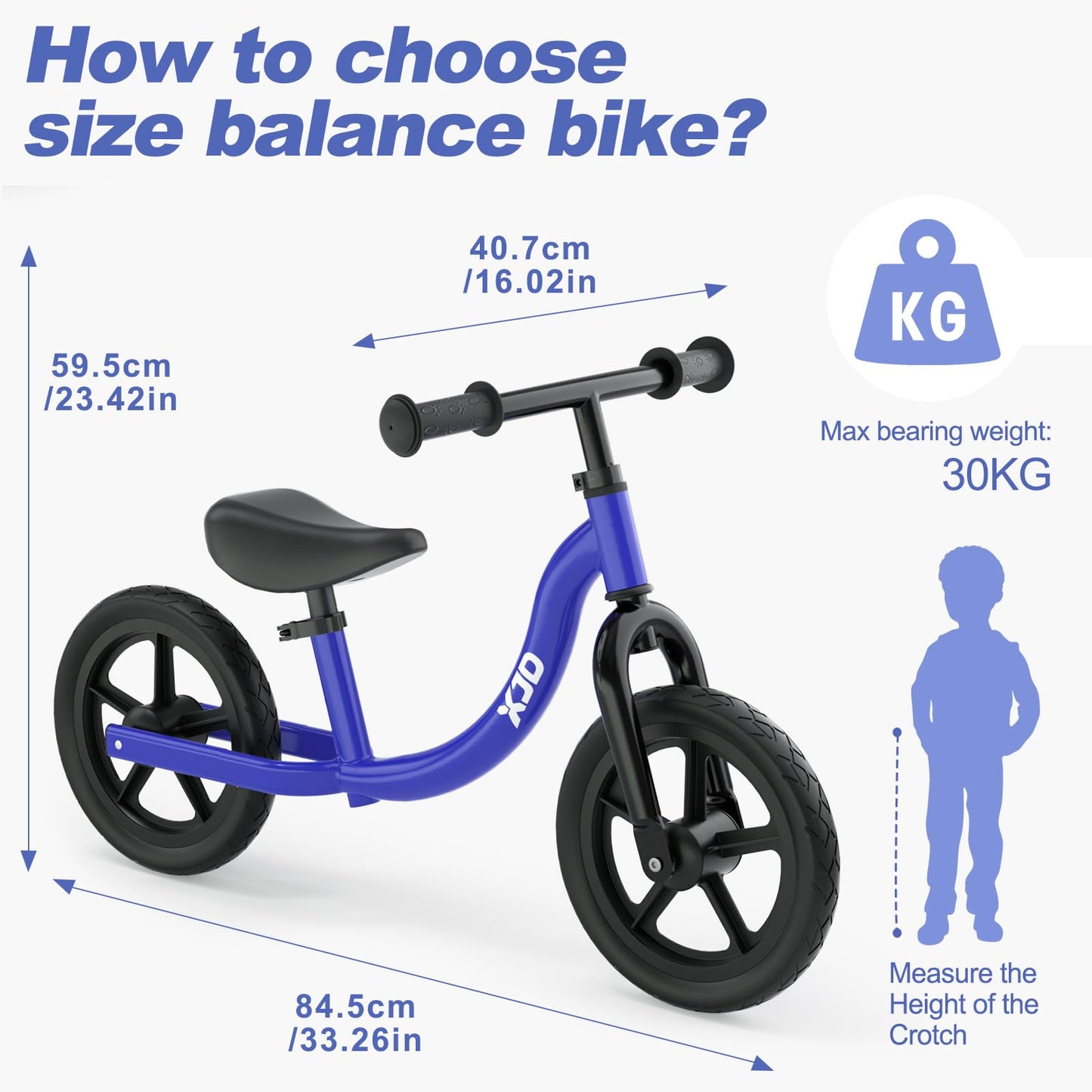 Xjd Toddler Balance Bike 2 Year Old, 12 Inch No Pedal Bicycle For Girls Boys Ages 18 Months To 5 Years Old Toddler Training Push Bike Adjustable Seat (Blue)