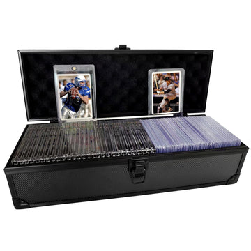 Wutonmu Toploaders Storage Box Hold 230+ 35Pt 3X4 Standard Toploaders, Hard Aluminum Alloy Top Loader Storage Case, Trading Card