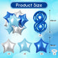 Big Foil 8 Balloon, 40 Inch Dark Teal Blue Self Inflating Number 8 Balloons For Kids 8Th Birthday, Silver Light Royal Blue Globo
