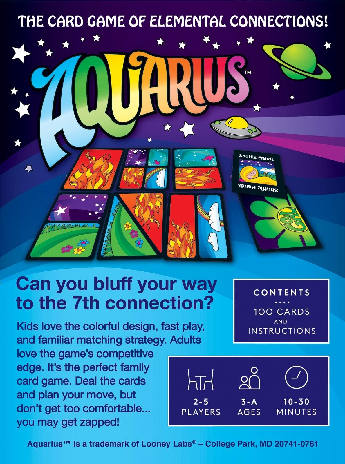 Looney Labs Aquarius Card Game - Elemental Strategy For 2-5 Players