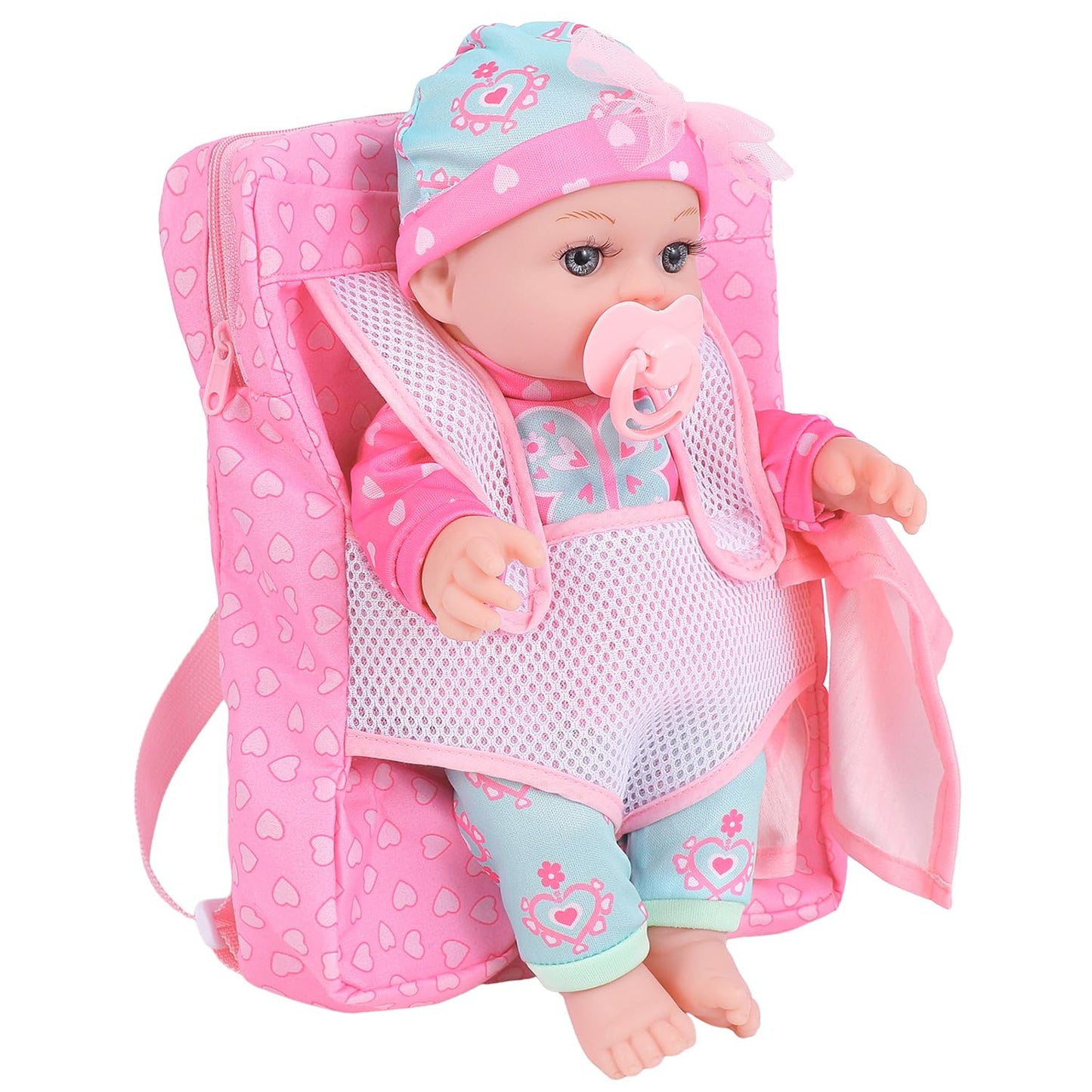 Dontno 12 Inch Baby Doll With Clothes And Backpack Carrier,Reborn Baby Doll With Bottles Nipple