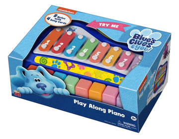 Kidz Toyz: Blue'S Clues Play Along Piano, 8 Notes With 4 Song Cards, 2-In-1 Piano Keyboard, Plastic Mallets Included, For Ages 3 And Up