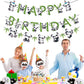 Zwiebeco Birthday Party Decoration Supplies Green Black White Happy Birthday Sign Banner Bamboo Leaves Pandas Banner Hanging Pap