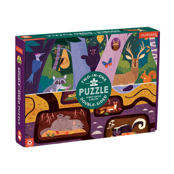 Mudpuppy Forest Above & Below 100 Piece Double-Sided Puzzle from Mudpuppy - Two Fun Puzzles in One!, Colorful Illustrations of Y