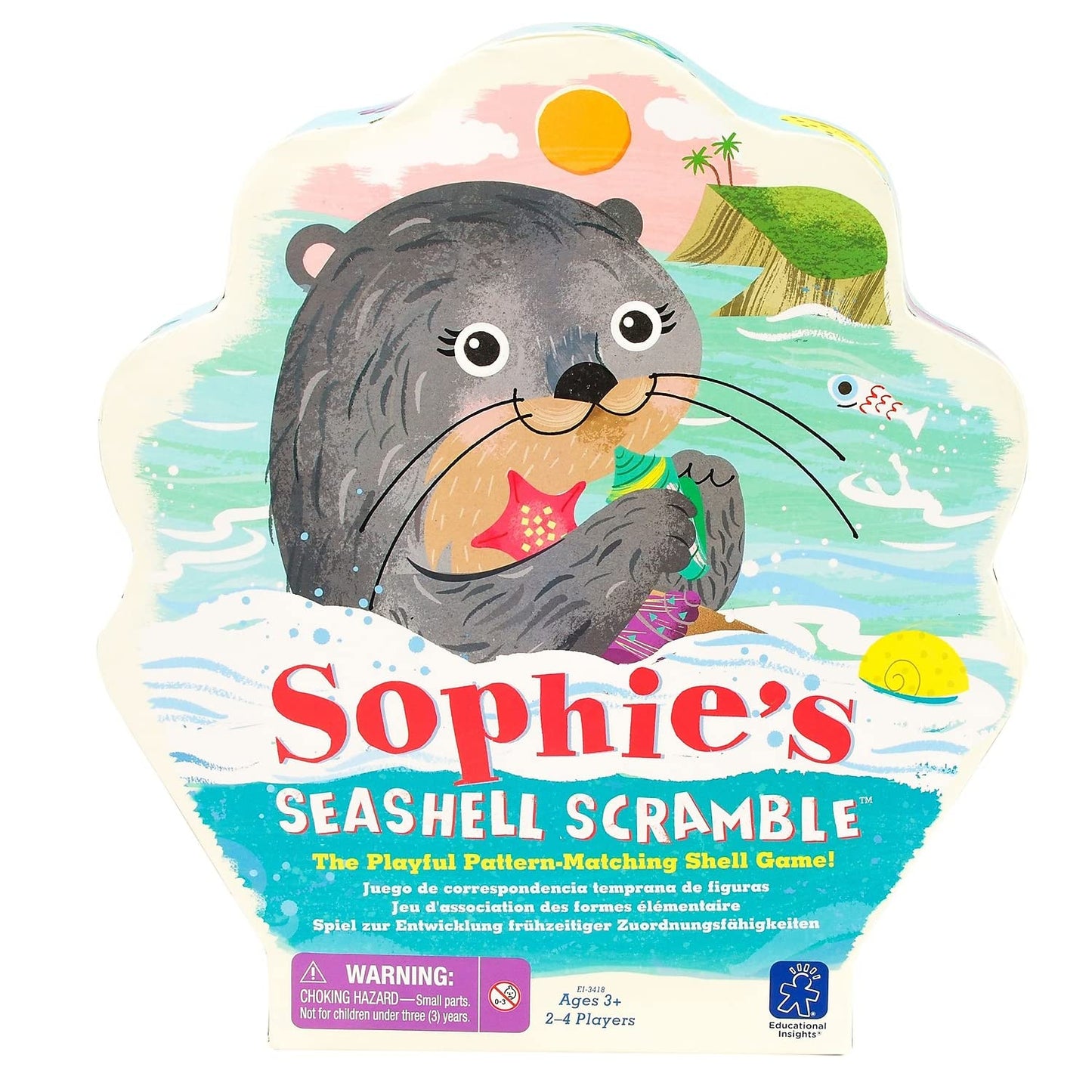 Educational Insights Sophie's Seashell Scramble Game, Matching & Patterns, Fine Motor Skills, Medium, Multi-color, Model EI-3418