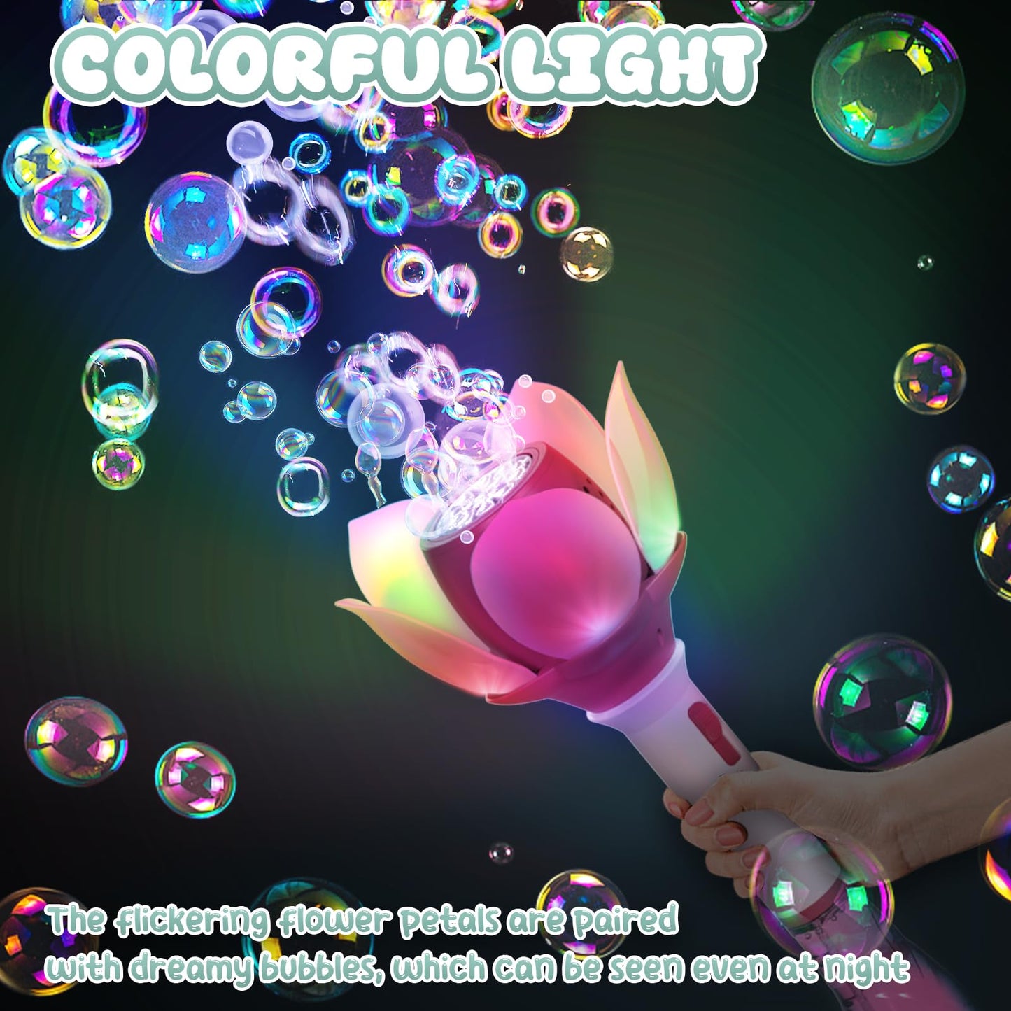 PANACARE Pink Bubble Wand Blower for Kids - Automatic Bubble Machine with 10,000+ Bubbles, Battery & Light - Perfect for Parties & Outdoor Fun