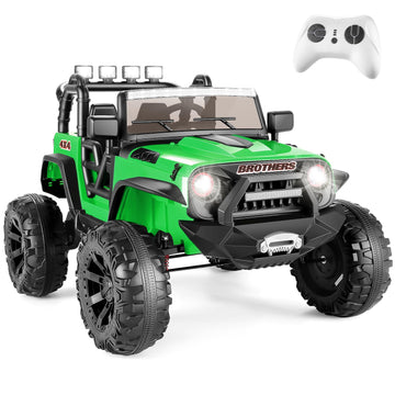 Hikole 24V 9Ah Ride On Toys With Remote Control, 2 Seater Kids Electric Car Vehicles, 3 Speeds, Led Lights, Music, Bluetooth, 24 Volt Ride On Toys For Boys, Green