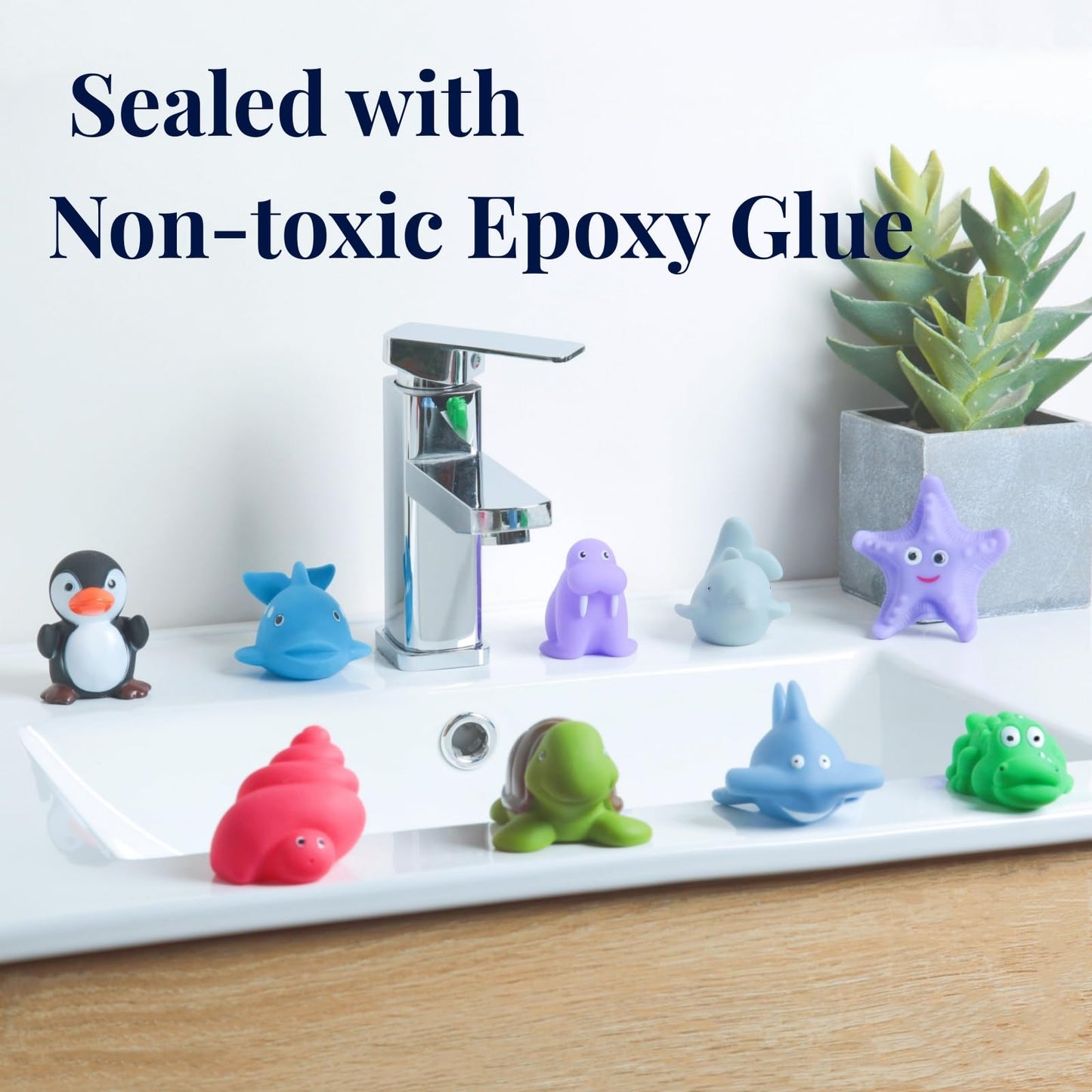 Xy-Wq Bath Toys No Hole, For Infants& Toddlers, No Hole Bathtub Toys (Sea Animals ?, 9 Pcs With Mesh Bag)