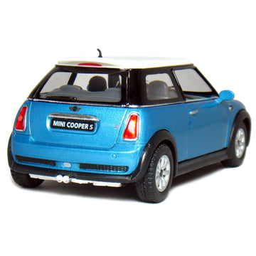 KiNSMART Mini Cooper S 5" Die Cast Model Toy Car, Blue, Pullback Action, 1:28 Scale, Model 276 KT5059D