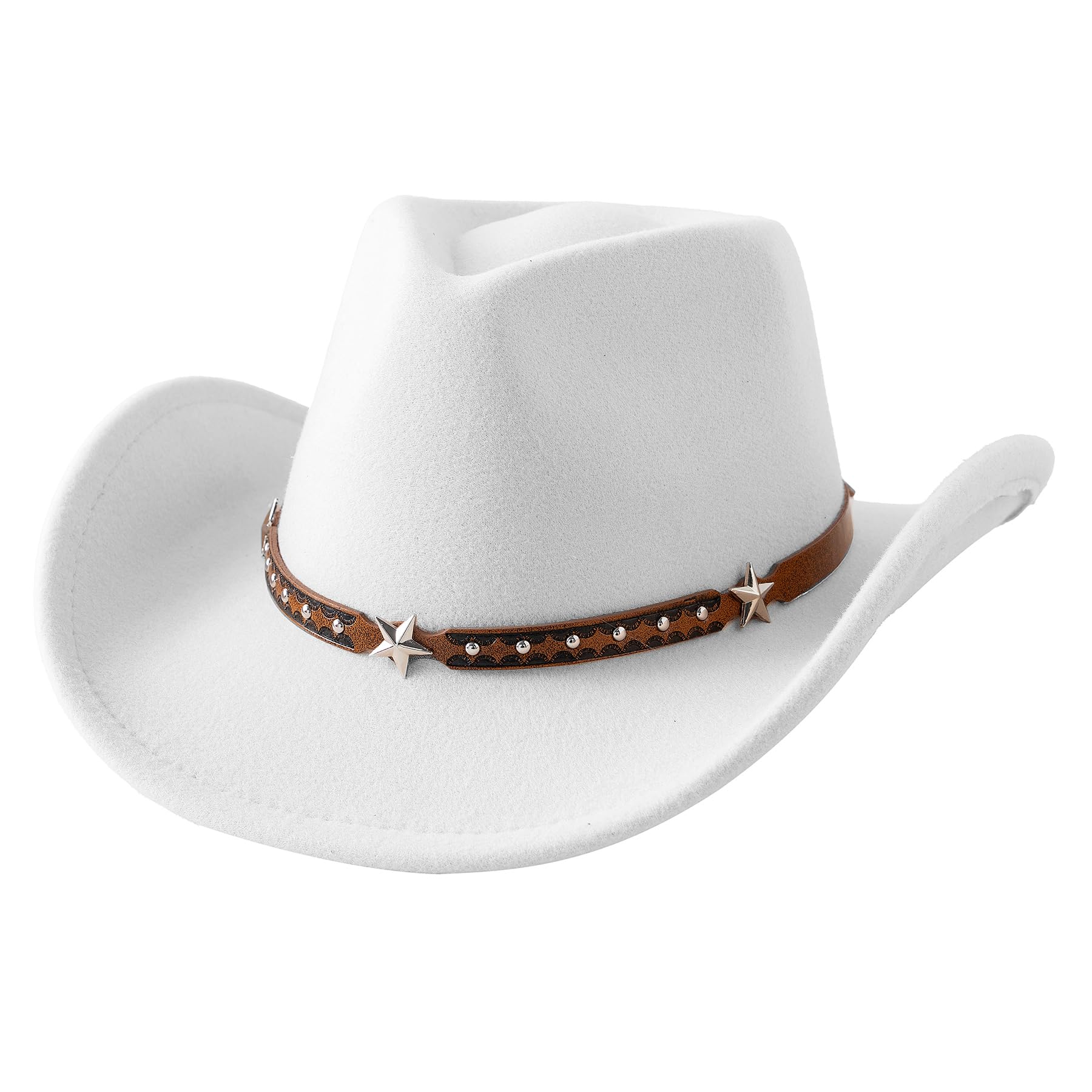 Jastore Kids Wide Brim Western Cowboy Cowgirl Hat Boys Girls Felt Jazz Fedora Hats Dress Up Costume (Us, Age, 6 Years, 12 Years,